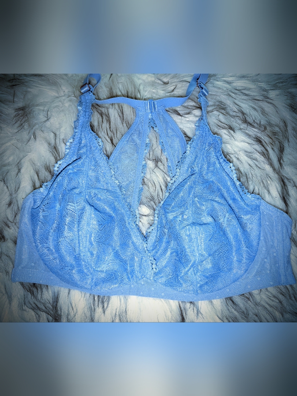 INC Blue Lace Underwire Bra Size XL